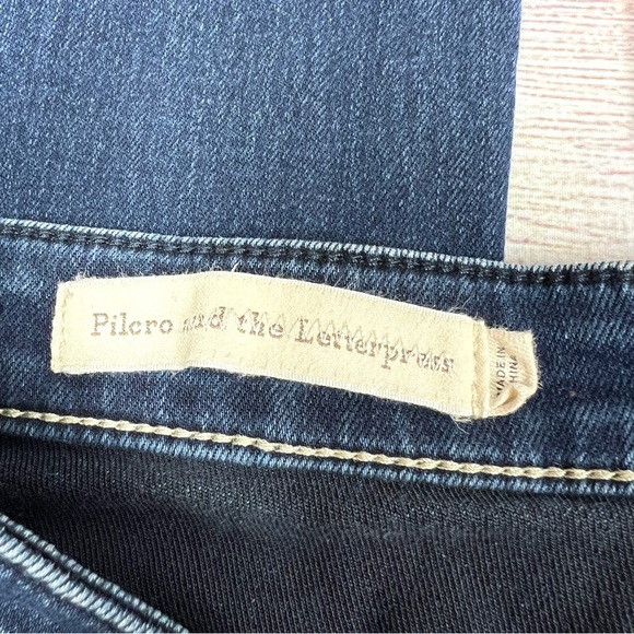 Pilcro and the Letterpress Mid Rise Skinny Dark Wash Front Seam Jeans Size 29 - Picture 6 of 11